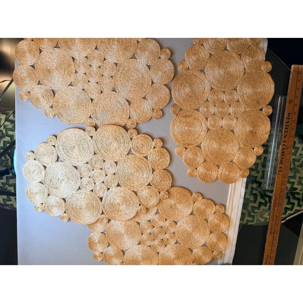 4 Vintage Bullock's Natural Jute Woven Oval Placemat 19
